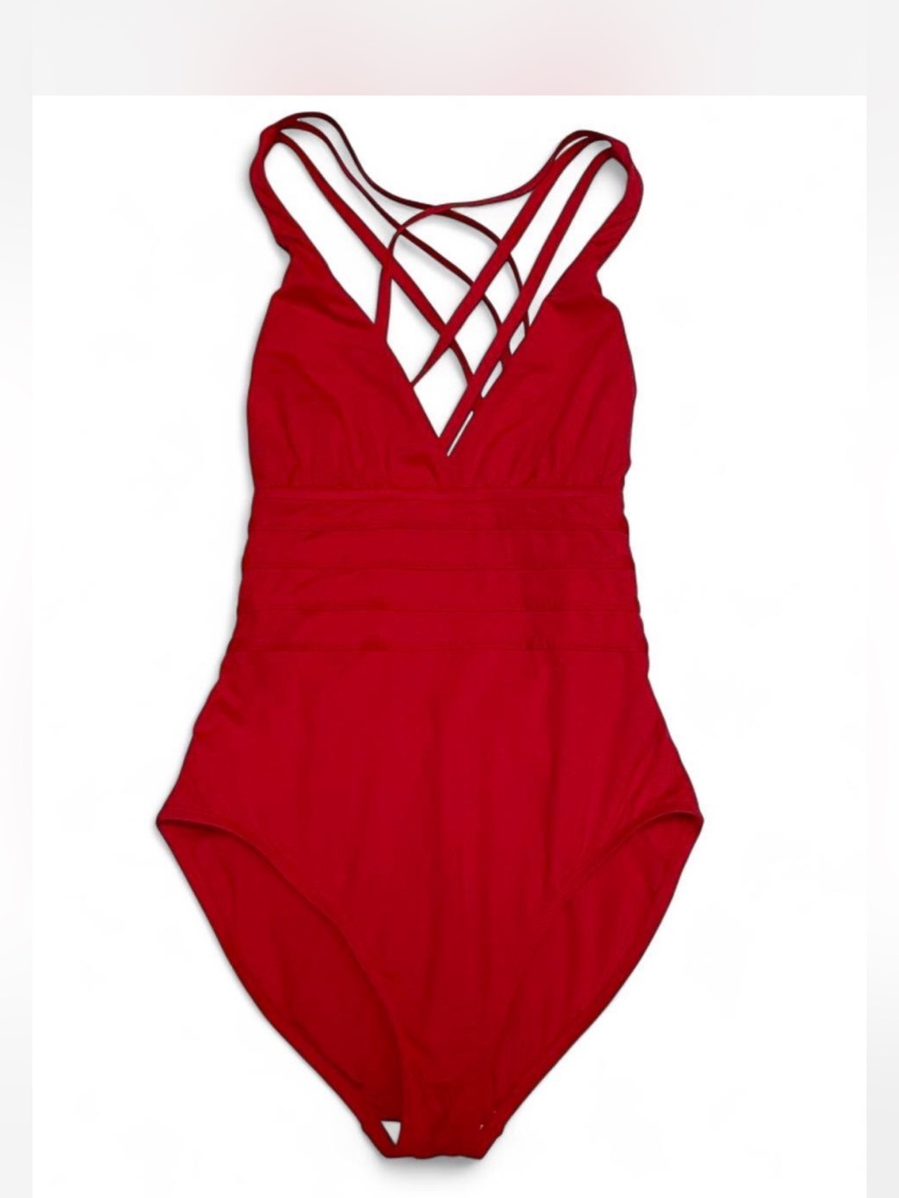 La Blanca Red One-Piece Swimsuit with Strappy Back Womens Size 10